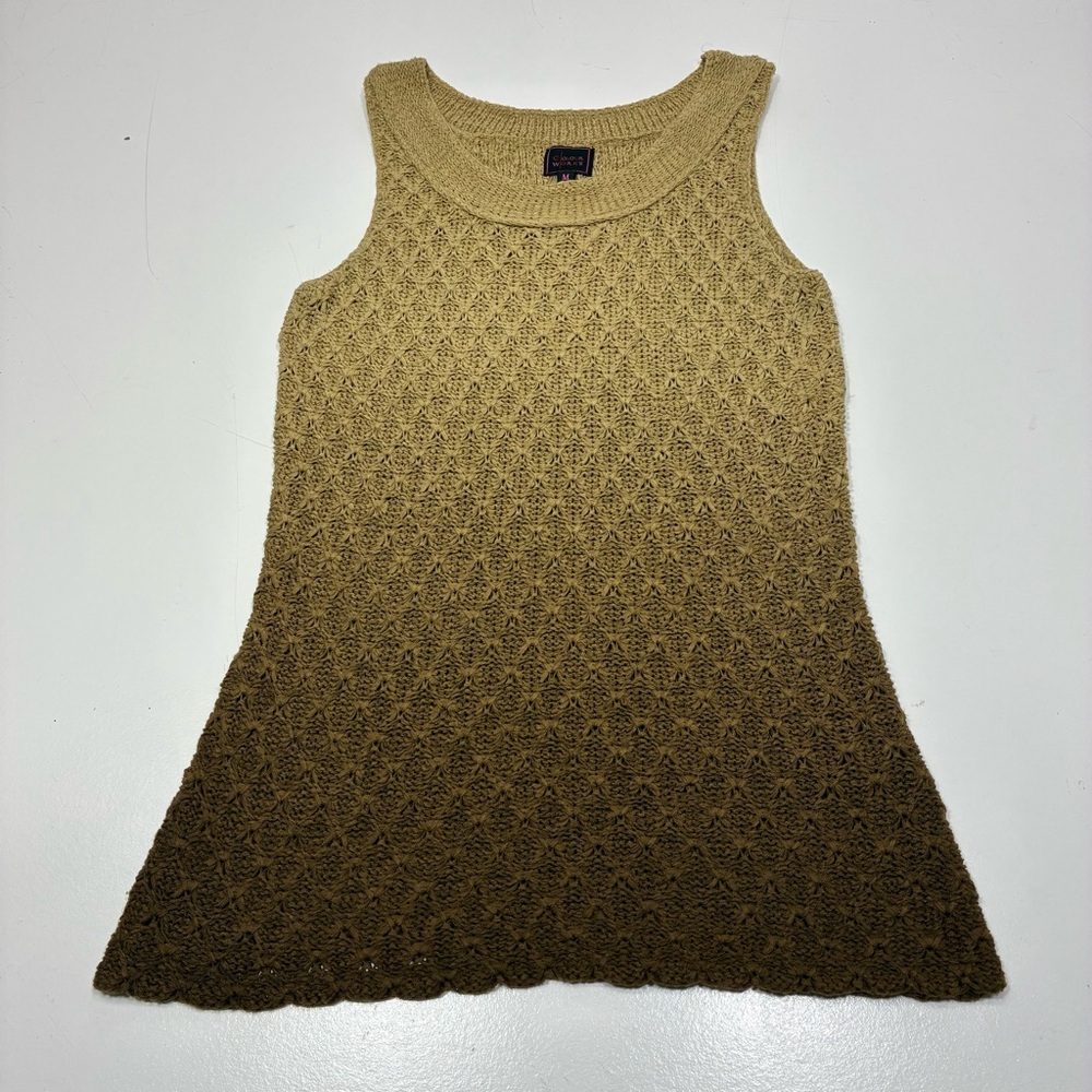 Colour Works Women Sleeveless Knit Top Size Medium Round Neck Ombre Brown Color